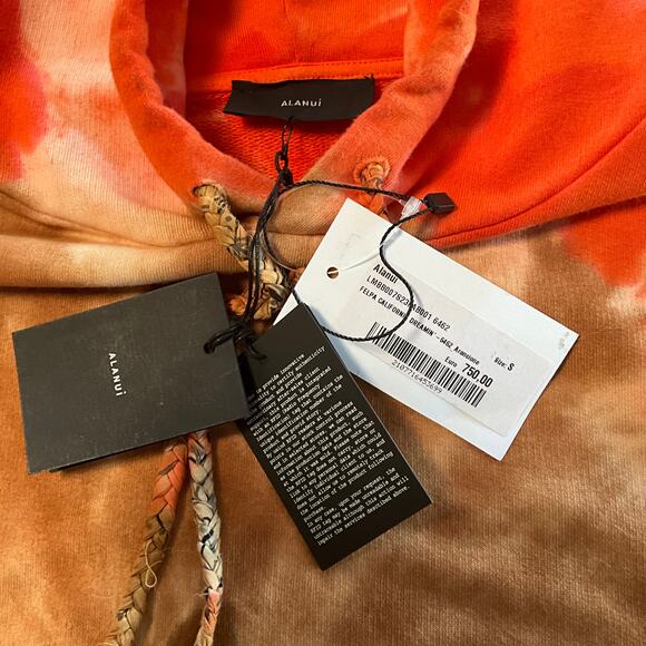 ALANUI: Men's Orange/Brown Tie Dye Cotton Hoodie - Small - Picture 5 of 8